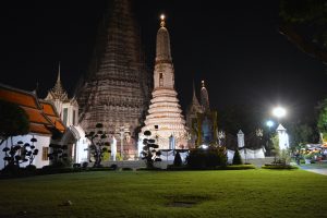 Temples at night in Bangkok, Thailand